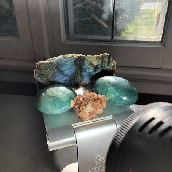 Amazonite, Labradorite, & Aragonite Crystal Stone Set Grounding, Peace, Healing - Picture 4 of 11